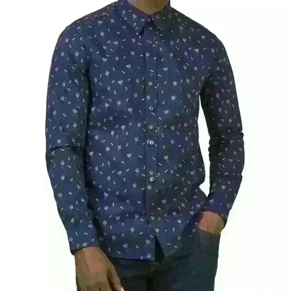BEN SHERMAN | Men's Navy (Marine) Blue Regular-Fit Scattered Floral Dre…